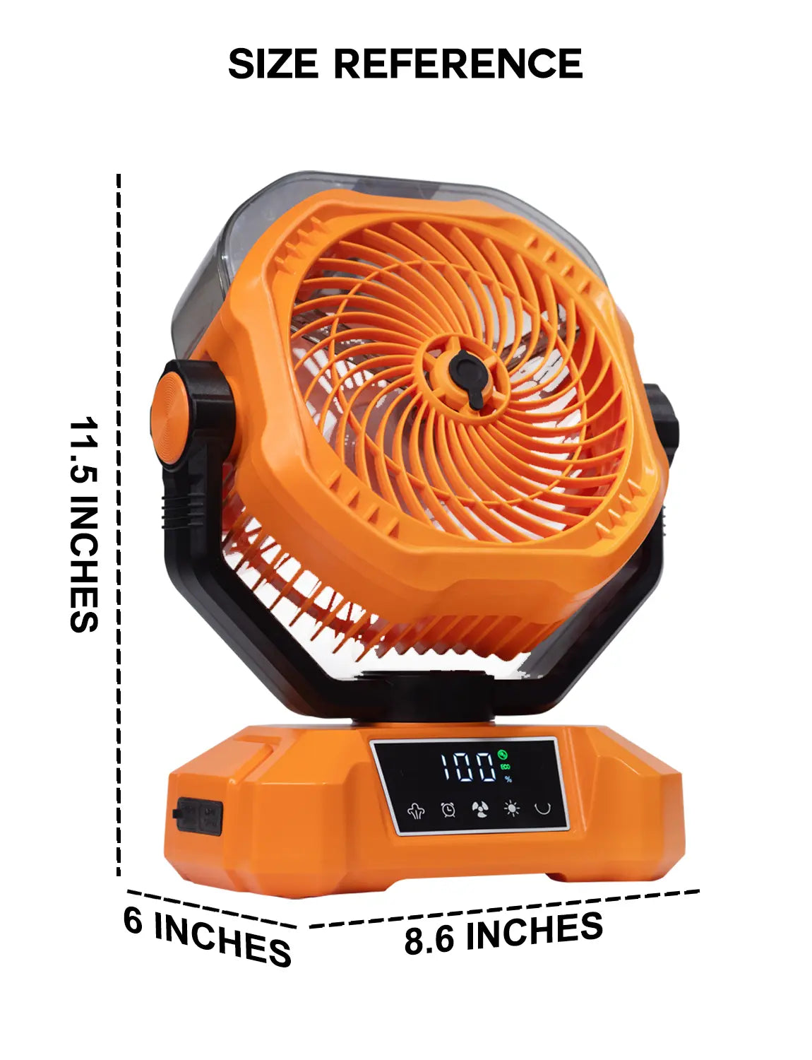 20000mAh Battery‑Powered Misting Fan, 90‑Degree Oscillating Hanging & Standing Outdoor Fan with LED Light