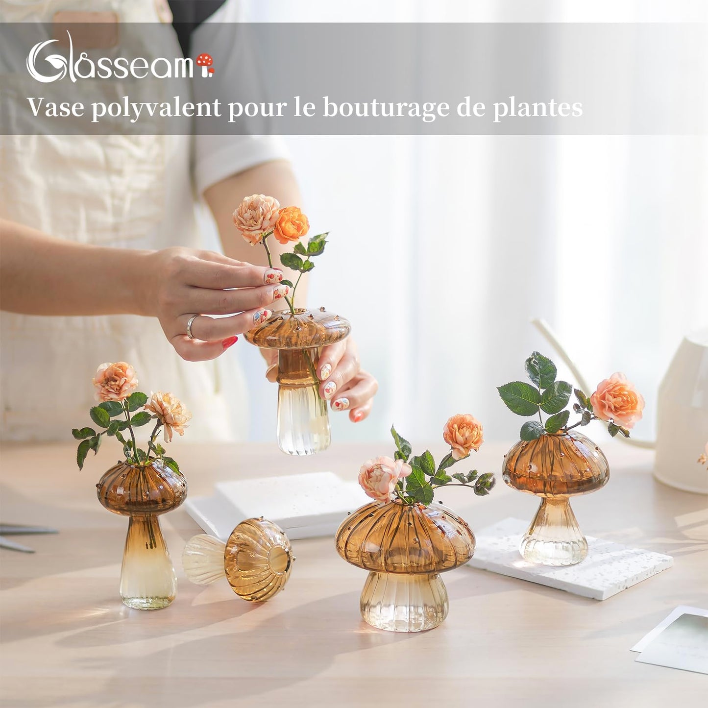 Mushroom Glass Propagation Vase Set