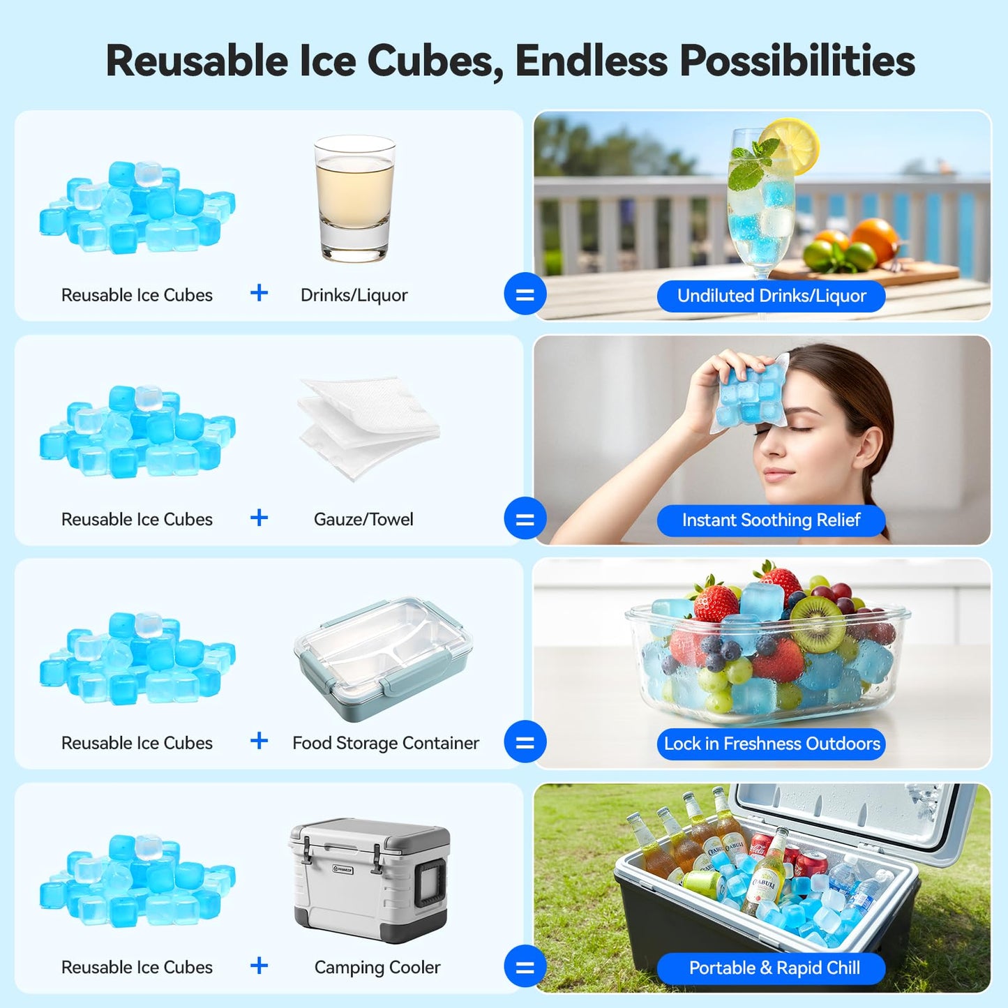 Reusable Freezer Ice Cubes No Dilution Food Safe