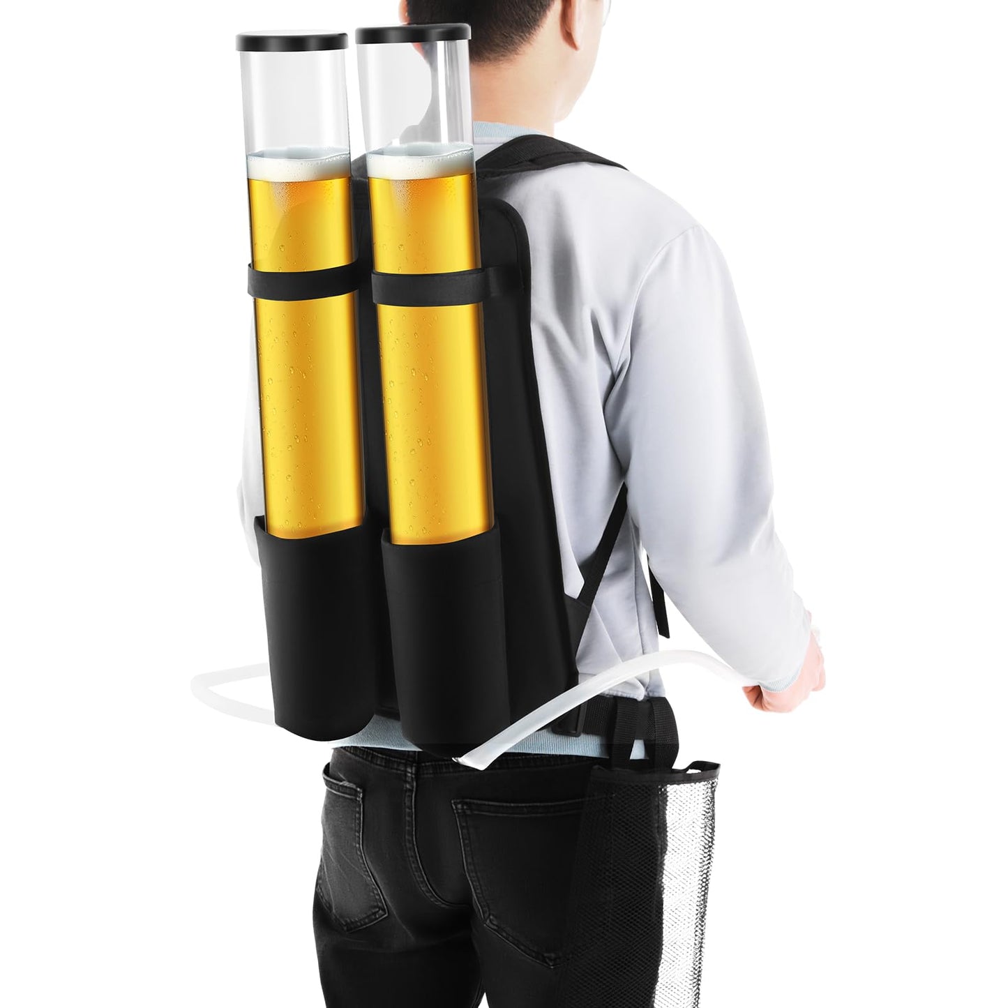 Dual Tank Backpack Beverage Dispenser, Portable Double Barrel Drink Dispenser with Dual Faucets