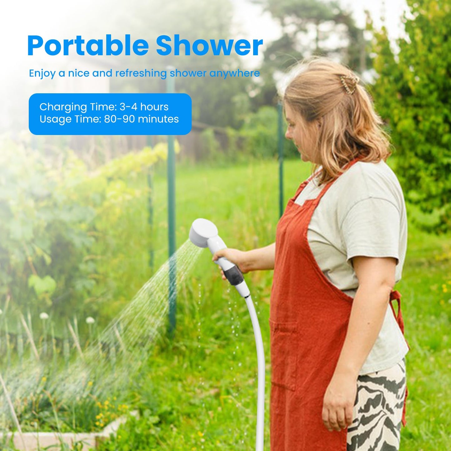 Rechargeable Portable Camping Shower Pump, Outdoor Electric Shower Kit