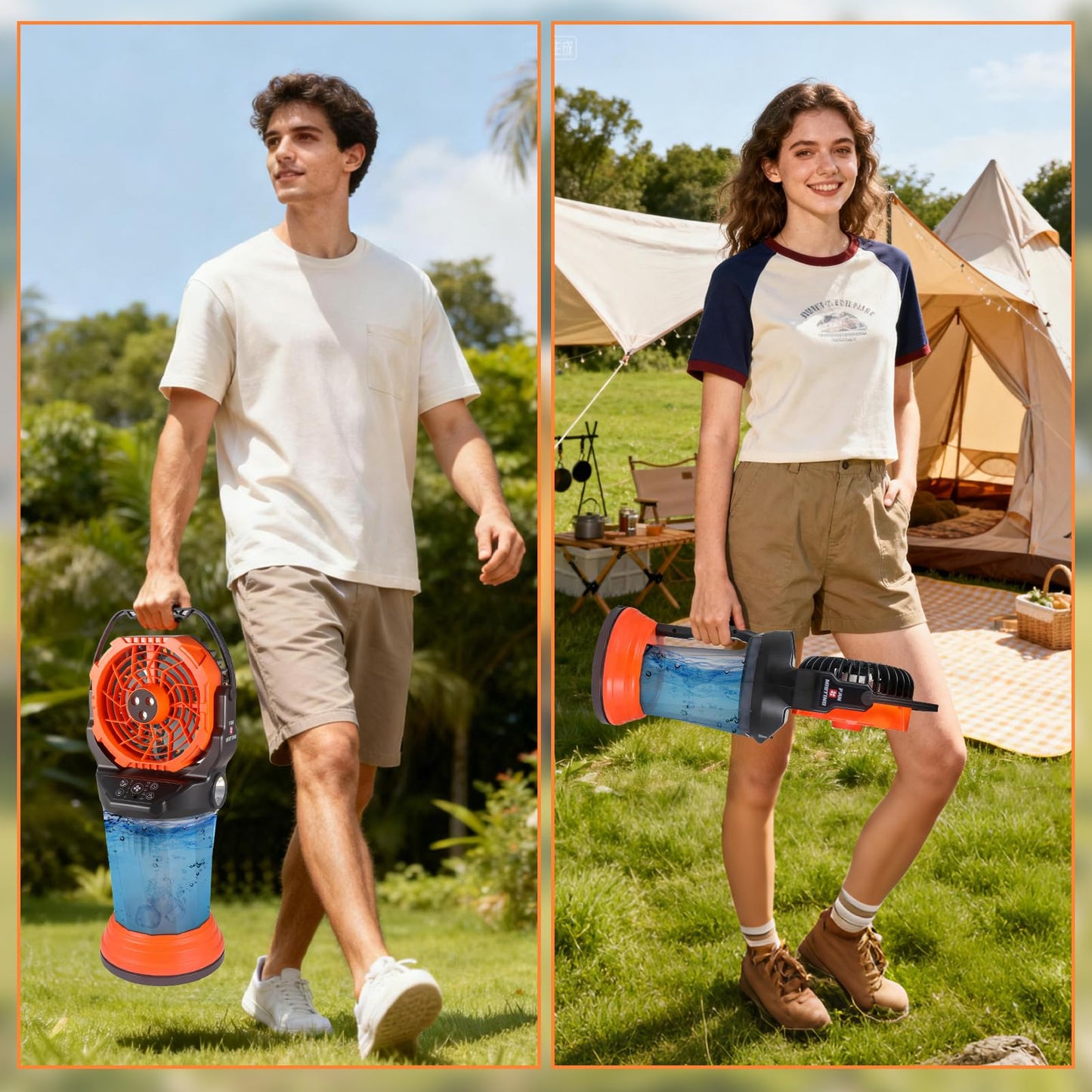 120° Oscillating Portable Misting Fan, 20000‑mAh Battery Outdoor Fan with Remote & RGB Light