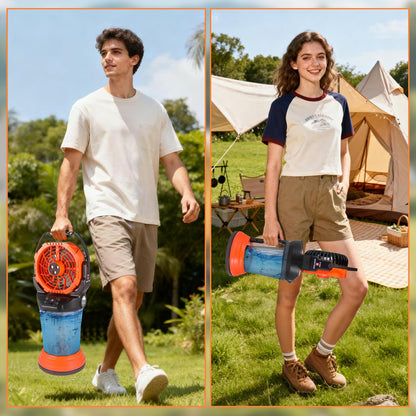 120° Oscillating Portable Misting Fan, 20000‑mAh Battery Outdoor Fan with Remote & RGB Light