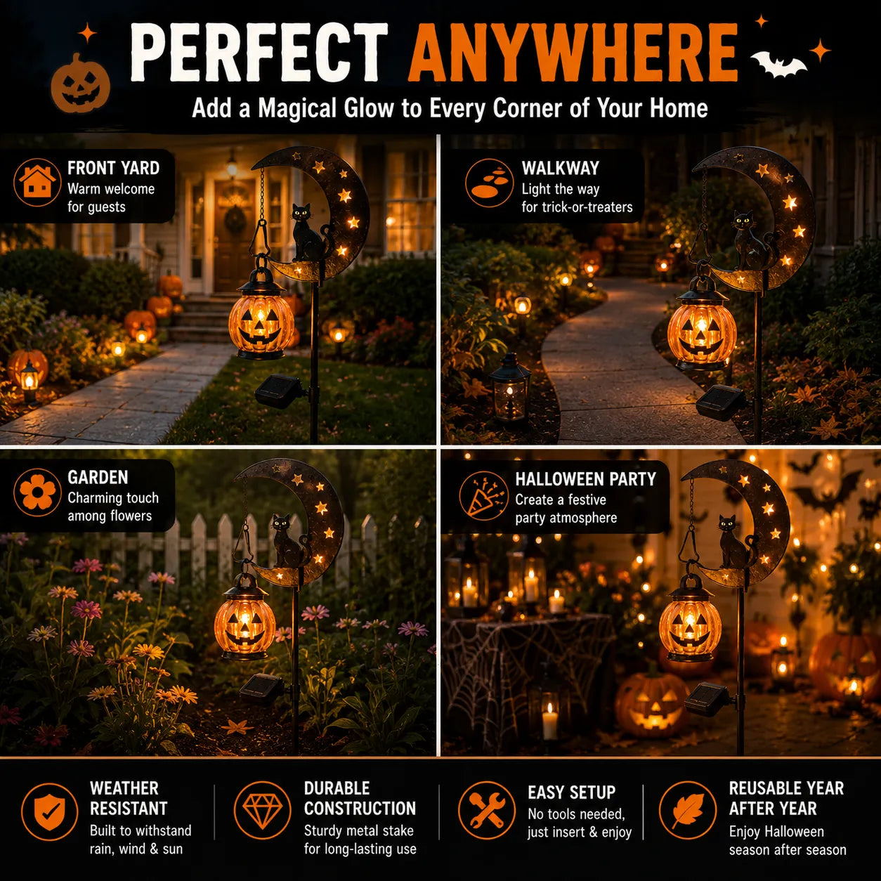 🎃 Halloween Early Bird Sale | 49% Off Pumpkin Moon Garden Stake Lights