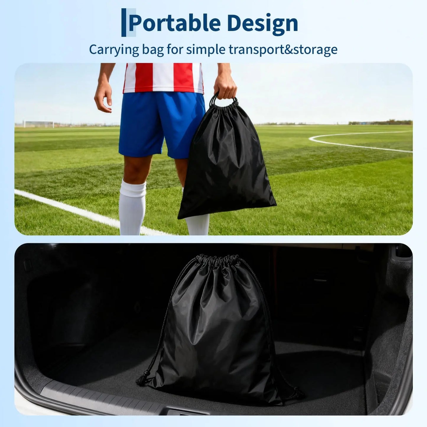 6×4 FT Portable Soccer Goal Set with Cones, Pump & Carry‑Bag for Backyard Beach Training