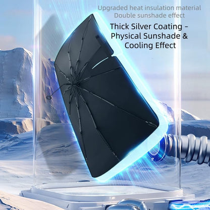 Foldable Windshield Sun Shade Umbrella, UV Block Car Sun Protector with Pull‑Ring