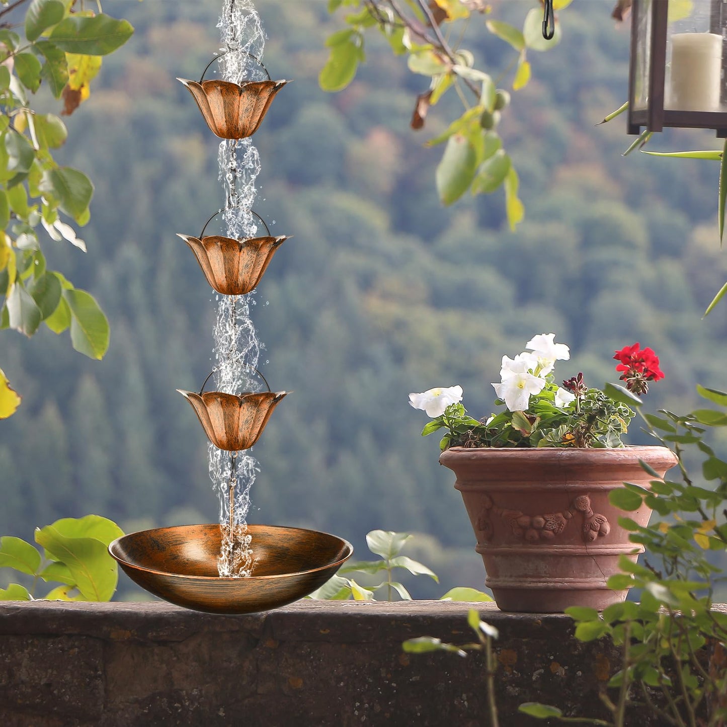 Outdoor Brass Rain Chain Water Feature