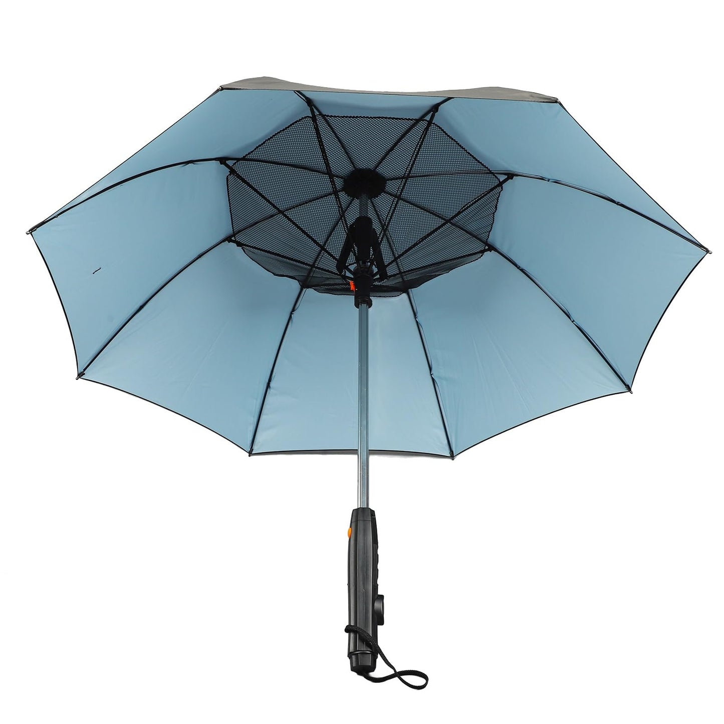 3‑in‑1 Portable Outdoor Umbrella with Fan and Water Sprayer for Summer Travel, Blue