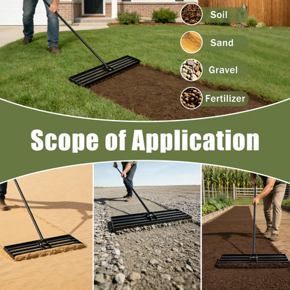 Heavy Duty Lawn Level Rake for Garden Yard Sports Field Soil Sand Leveling