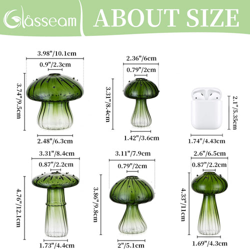 Mushroom Glass Propagation Vase Set