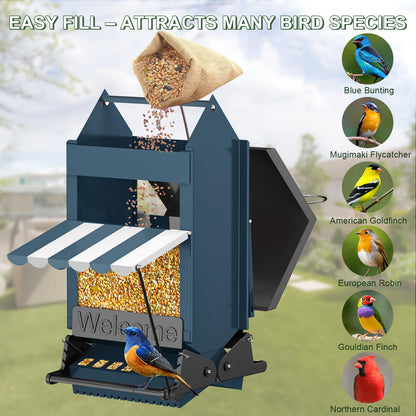 5LB Squirrel Proof Hanging Wild Bird Feeder, Heavy Duty Metal Outdoor Bird Feeder