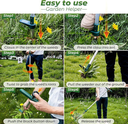 Long Handle Stand Up Weed Puller, 3-Claw Garden Root Weeding Tool