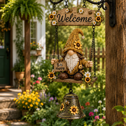 Garden Hanging Welcome Sign With Bell