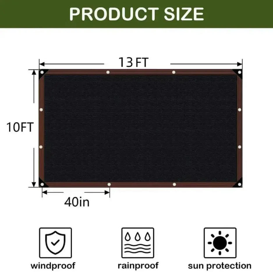 10x13ft 90% Blackout UV Resistant Sun Shade Mesh Net Heavy Duty Shade Cloth with Metal Grommets