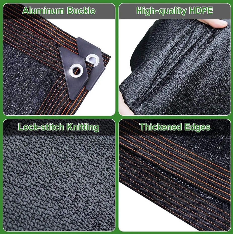 10x13ft 90% Blackout UV Resistant Sun Shade Mesh Net Heavy Duty Shade Cloth with Metal Grommets