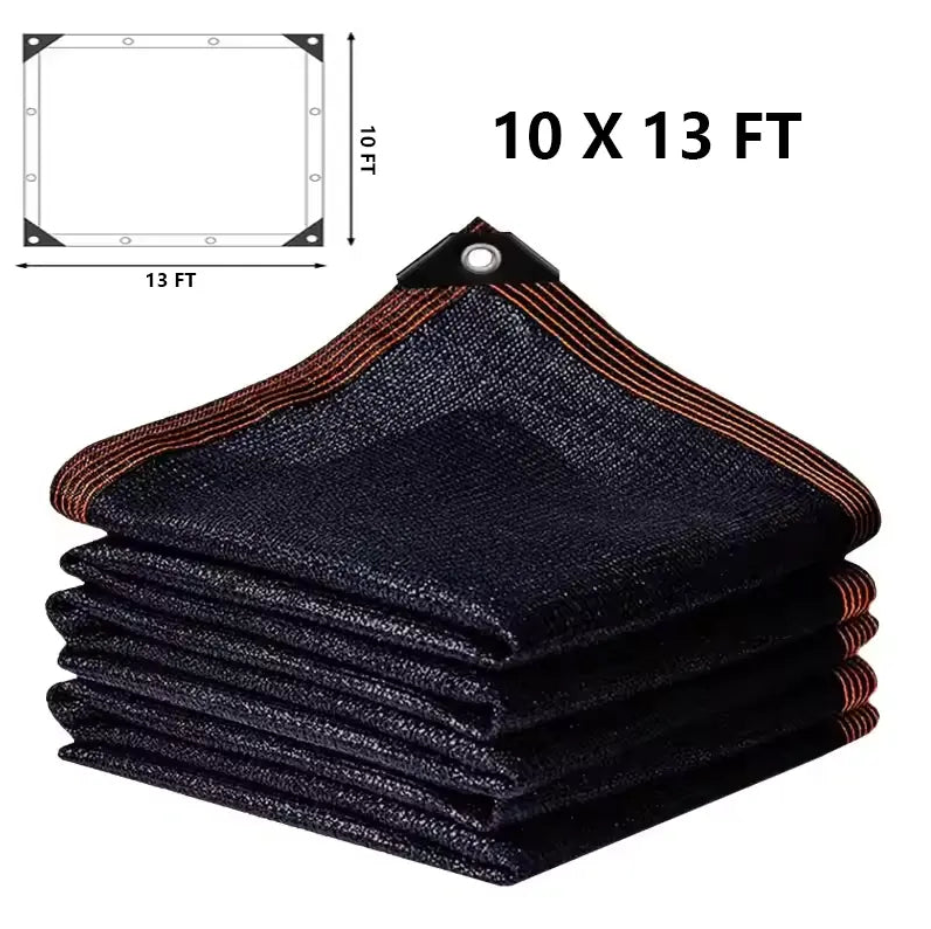 10x13ft 90% Blackout UV Resistant Sun Shade Mesh Net Heavy Duty Shade Cloth with Metal Grommets