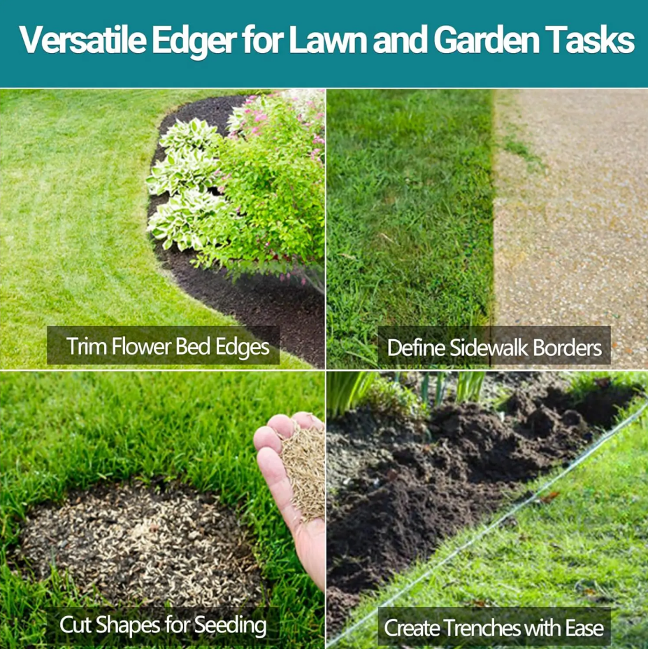 Manual Garden Bed Edger Tool with Wide Footplate, Portable Landscape Edger for Flower Beds and Sidewalk Weeding