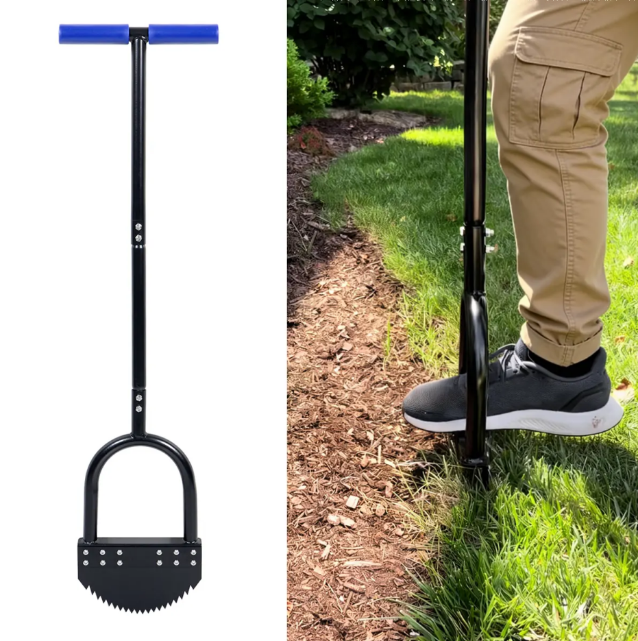 Manual Garden Bed Edger Tool with Wide Footplate, Portable Landscape Edger for Flower Beds and Sidewalk Weeding