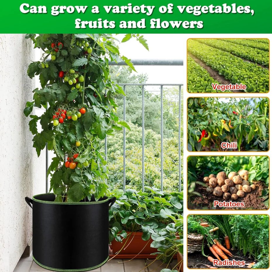 10 Gallon Thickened Fabric Grow Bags with Handles, 16"x12.5" Portable Garden Planters for Plants