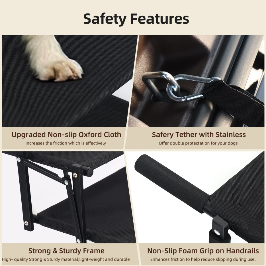 Foldable 5‑Step Pet Dog Steps with Anti‑Slip Surface, Portable Dog Stairs for SUV & Trucks