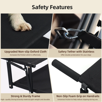 Foldable 5‑Step Pet Dog Steps with Anti‑Slip Surface, Portable Dog Stairs for SUV & Trucks