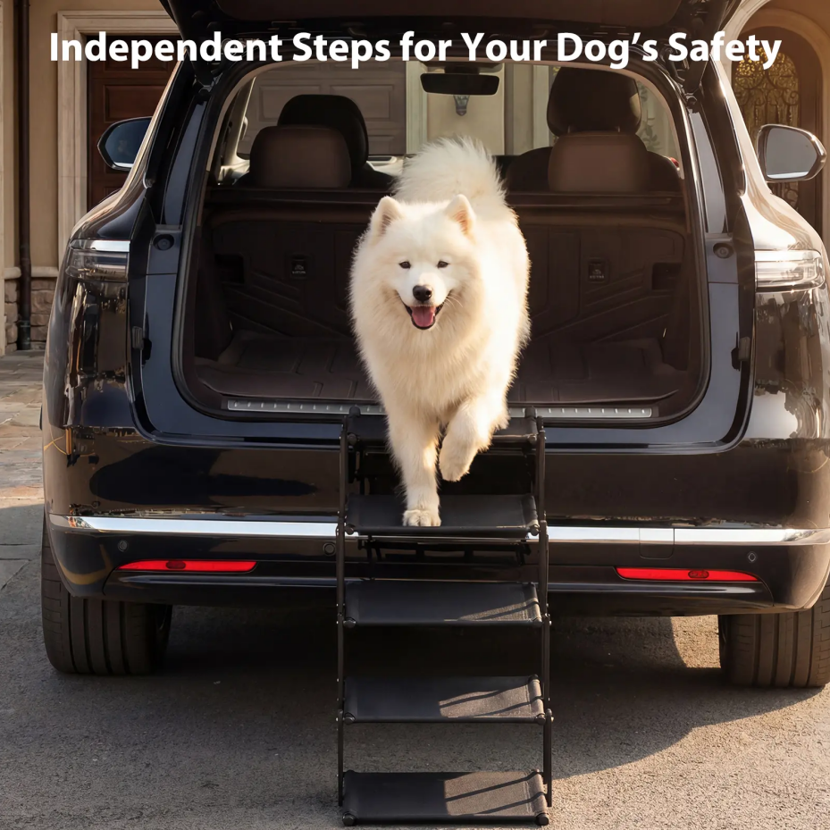 Foldable 5‑Step Pet Dog Steps with Anti‑Slip Surface, Portable Dog Stairs for SUV & Trucks