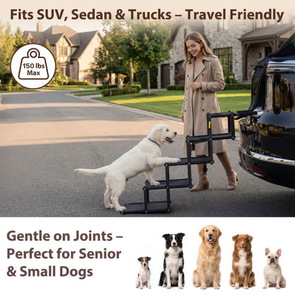 Foldable 5‑Step Pet Dog Steps with Anti‑Slip Surface, Portable Dog Stairs for SUV & Trucks