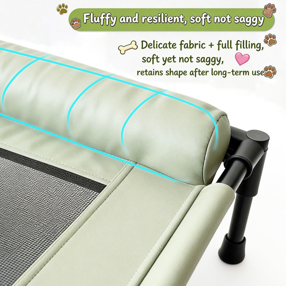 Cooling Elevated Bolster Dog Bed, Breathable Mesh Raised Dog Cot with Metal Frame