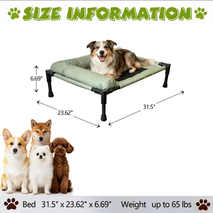 Cooling Elevated Bolster Dog Bed, Breathable Mesh Raised Dog Cot with Metal Frame