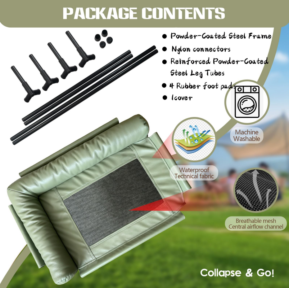Cooling Elevated Bolster Dog Bed, Breathable Mesh Raised Dog Cot with Metal Frame