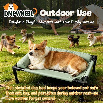 Cooling Elevated Bolster Dog Bed, Breathable Mesh Raised Dog Cot with Metal Frame