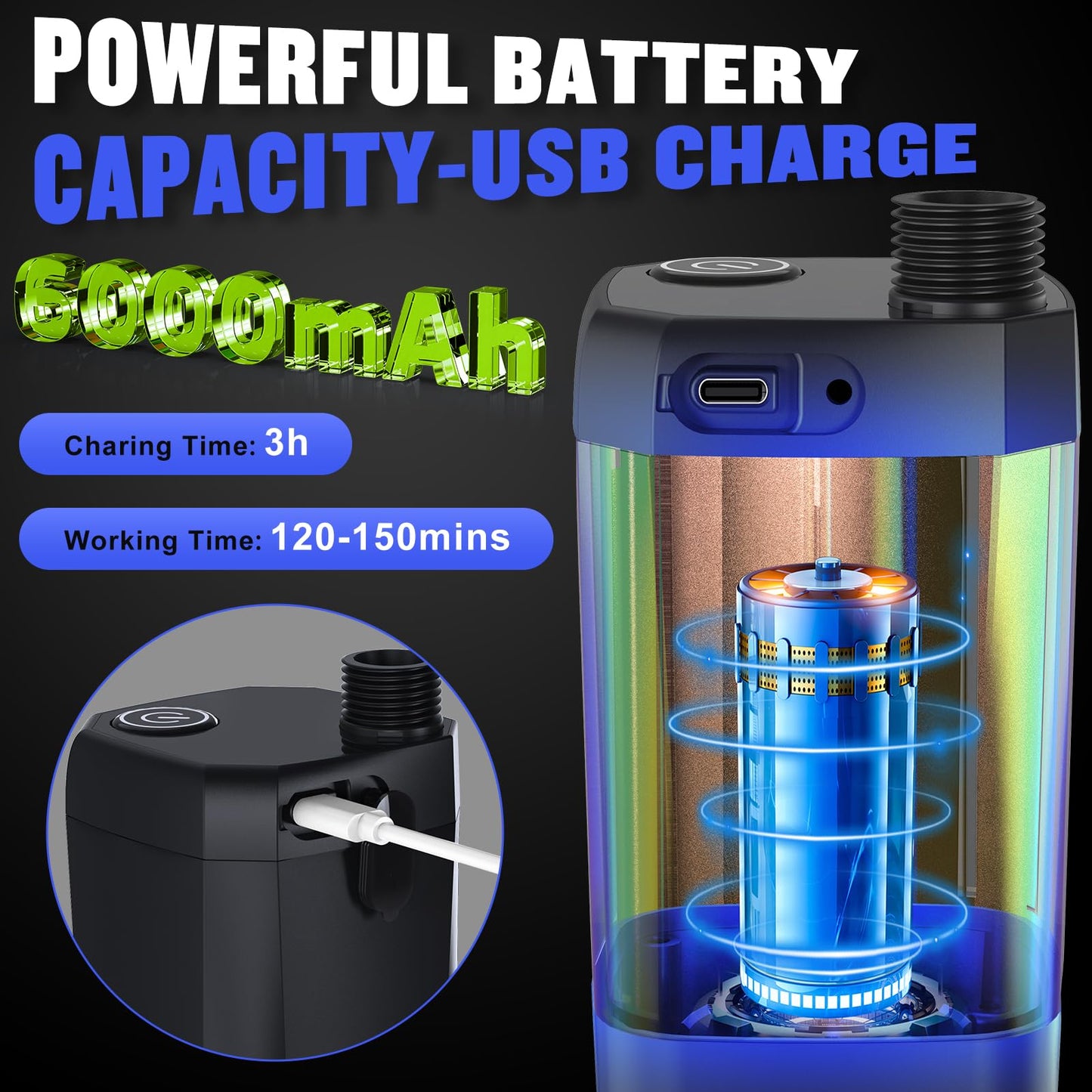 6000mAh IPX7 Waterproof Portable Camping Shower Pump with LED Display