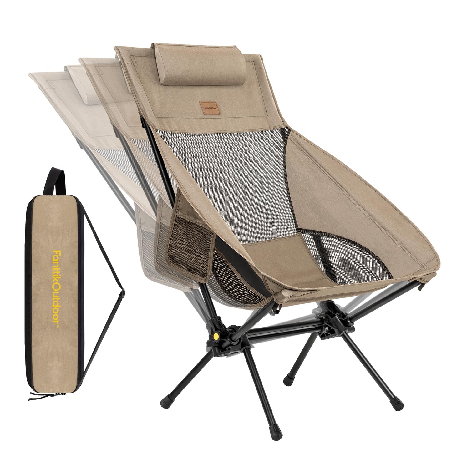 Lightweight Foldable Rocking Camping Chair, Portable Outdoor Rocker Chair with Carry Bag