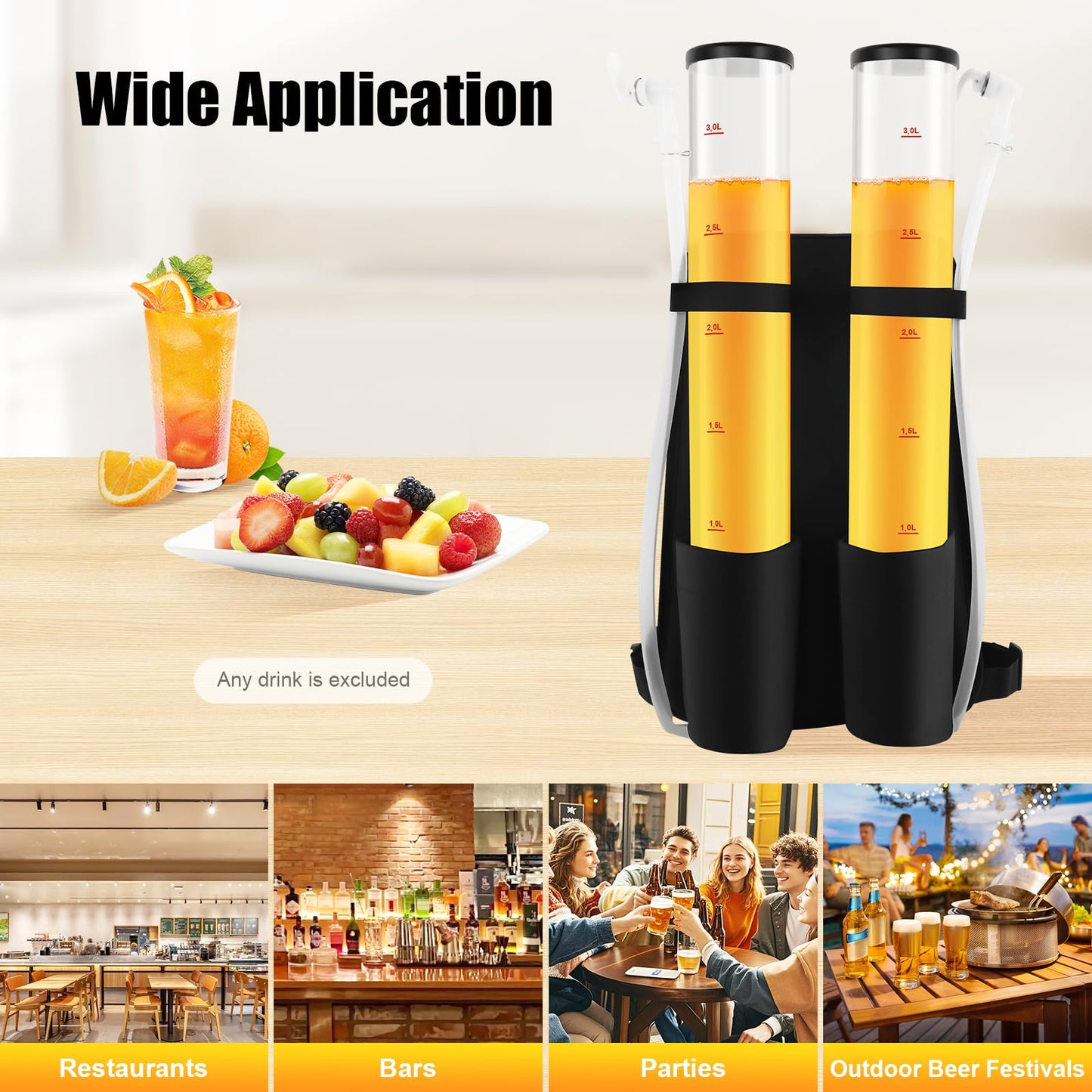 Dual Tank Backpack Beverage Dispenser, Portable Double Barrel Drink Dispenser with Dual Faucets