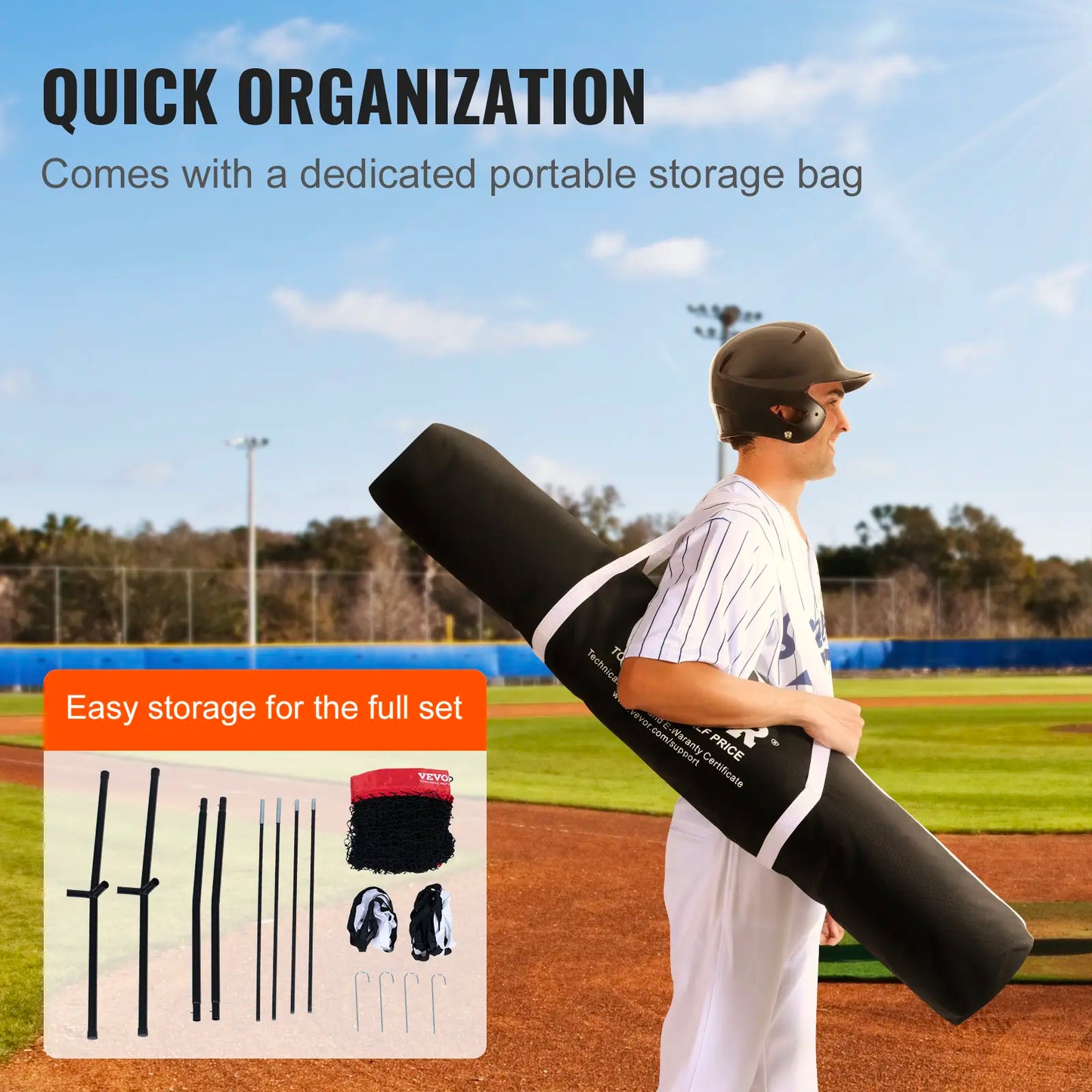 7x7ft Portable Baseball Softball Training Net Full Practice Kit