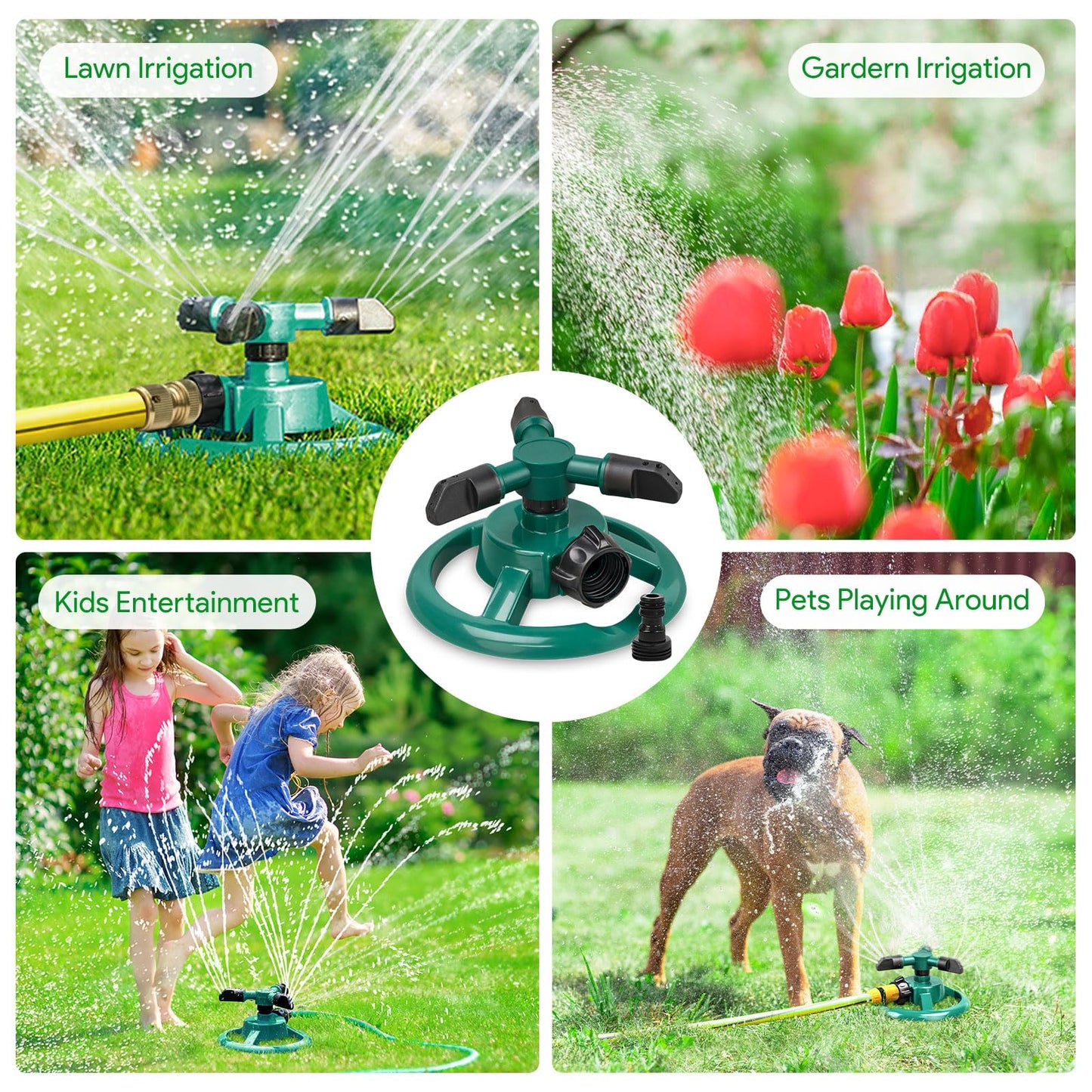 360° Rotating Lawn & Garden Sprinkler, Yard Water Sprinkler for Irrigation and Outdoor Play