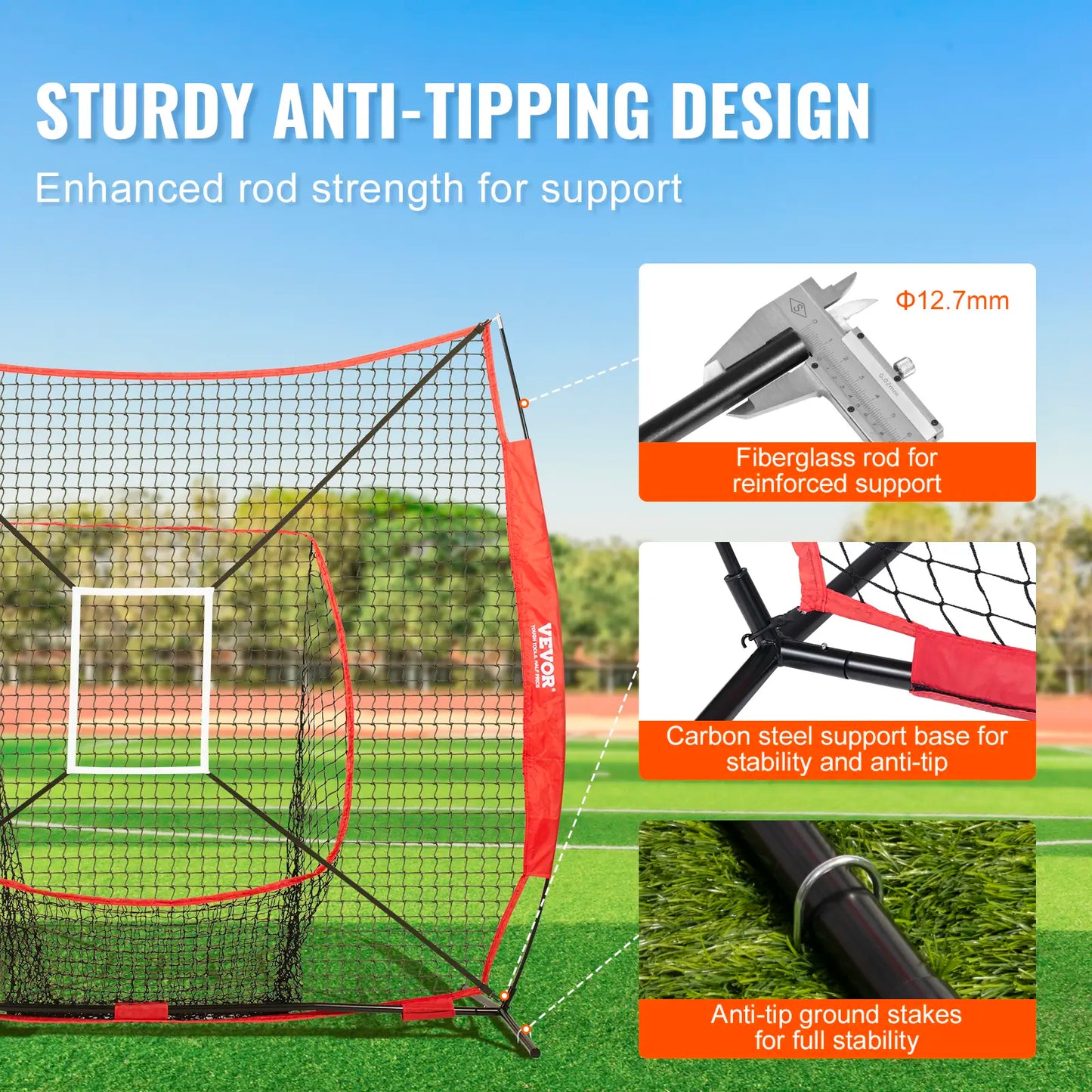 7x7ft Portable Baseball Softball Training Net Full Practice Kit