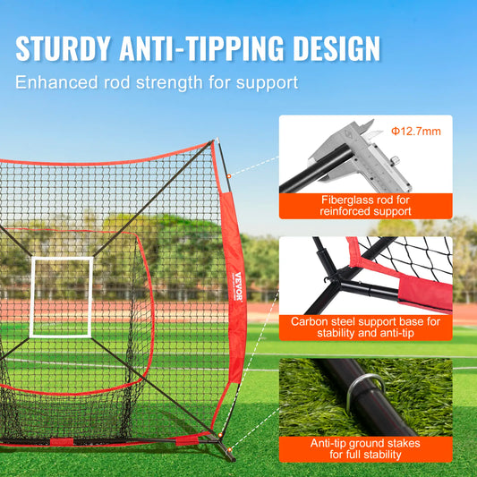 7x7ft Portable Baseball Softball Training Net Full Practice Kit