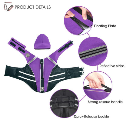 Reflective Dog Life Jacket, High Buoyancy Pet Safety Vest with Rescue Handle