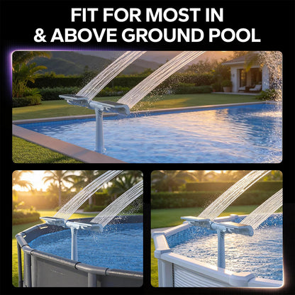 Solar Pool Fountain with Auto Lights & Remote, Dual Adjustable Spray for All Pool Types