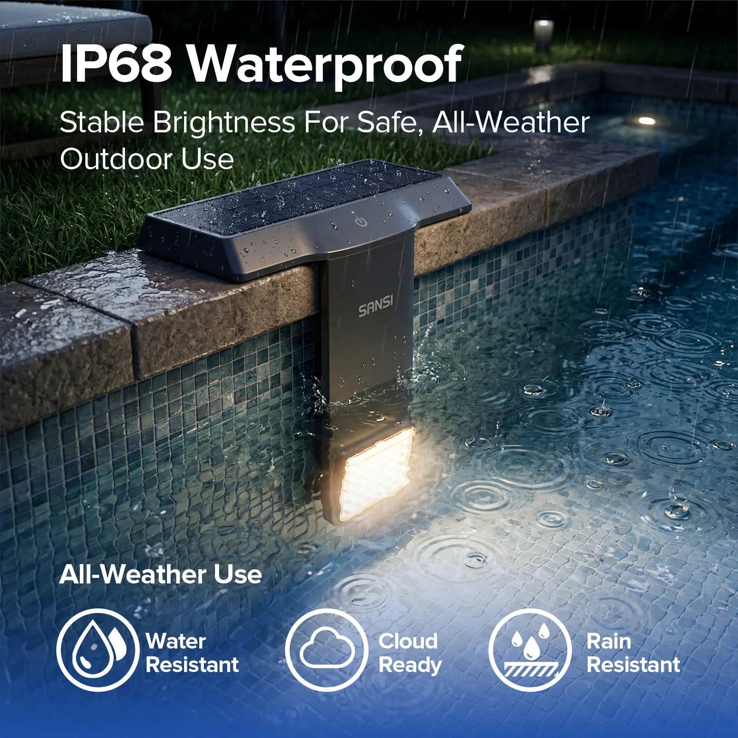 IP68 Waterproof Solar RGB Pool Light, Magnetic Underwater Light with Remote
