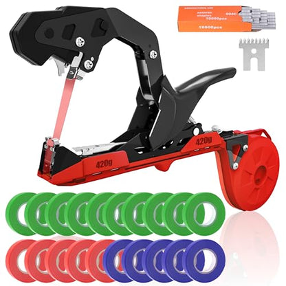 Portable Plant Tying Machine, Garden Vine Tape Gun with Staples and Tape Rolls for Farm Vegetable and Fruit Vines