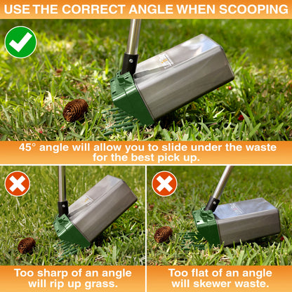 22" Pole One-Hand Dog Pooper Scooper, Scoop-to-Bag Pet Waste Cleaner