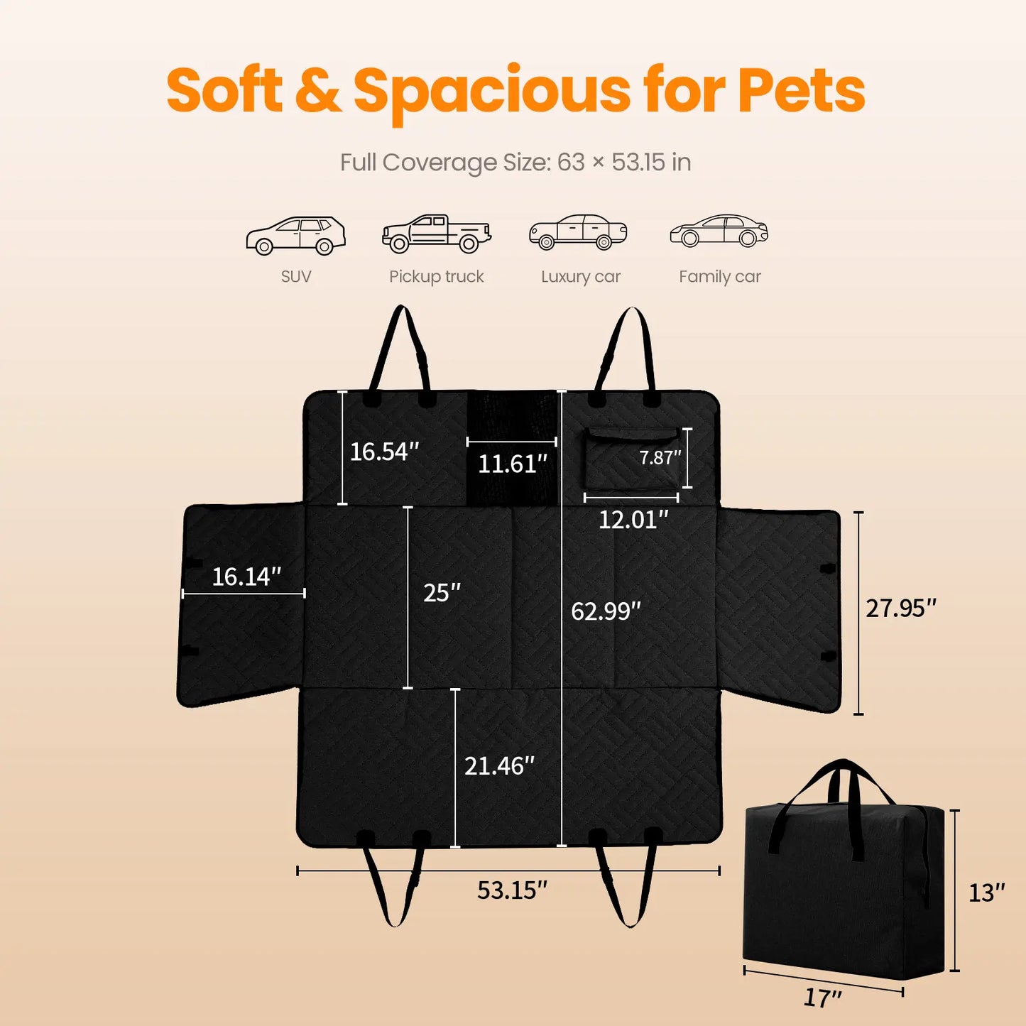 Waterproof Foldable Large Dog Back Seat Car Protector Cover