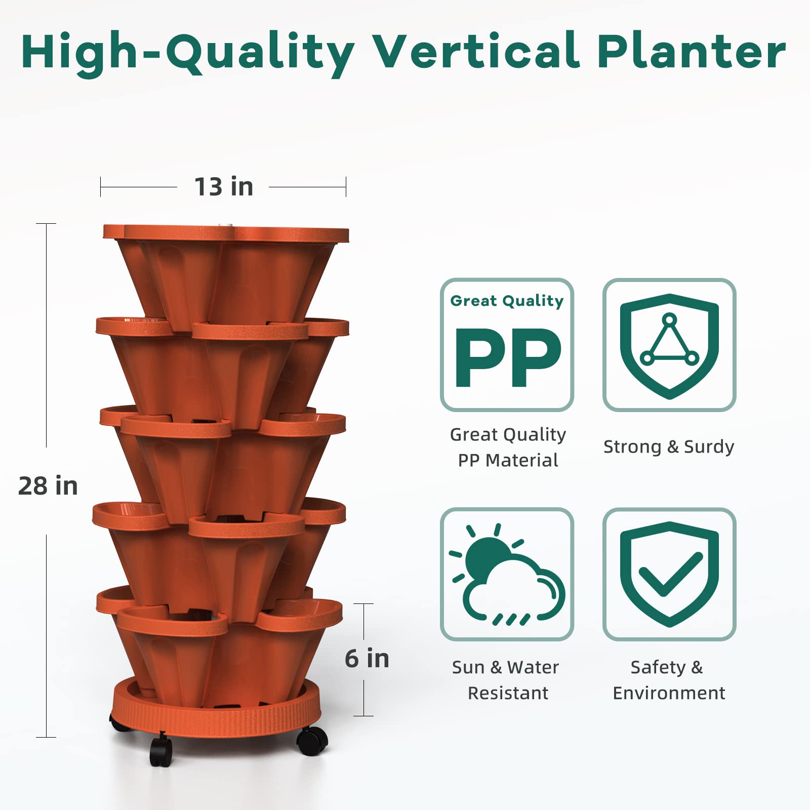Stackable Vertical Planter with Wheels