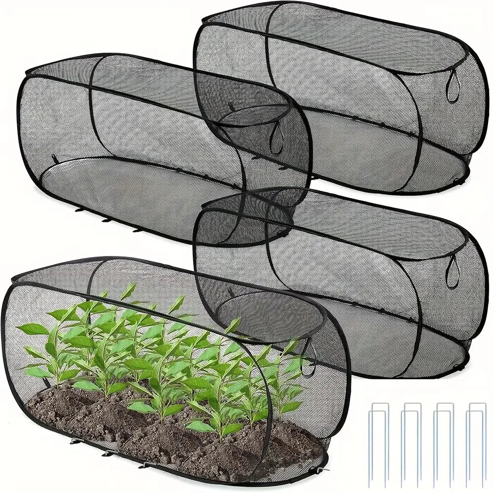 Reusable Pop‑Up Insect‑Proof Plant Protector, Mesh Garden Netting with Stakes