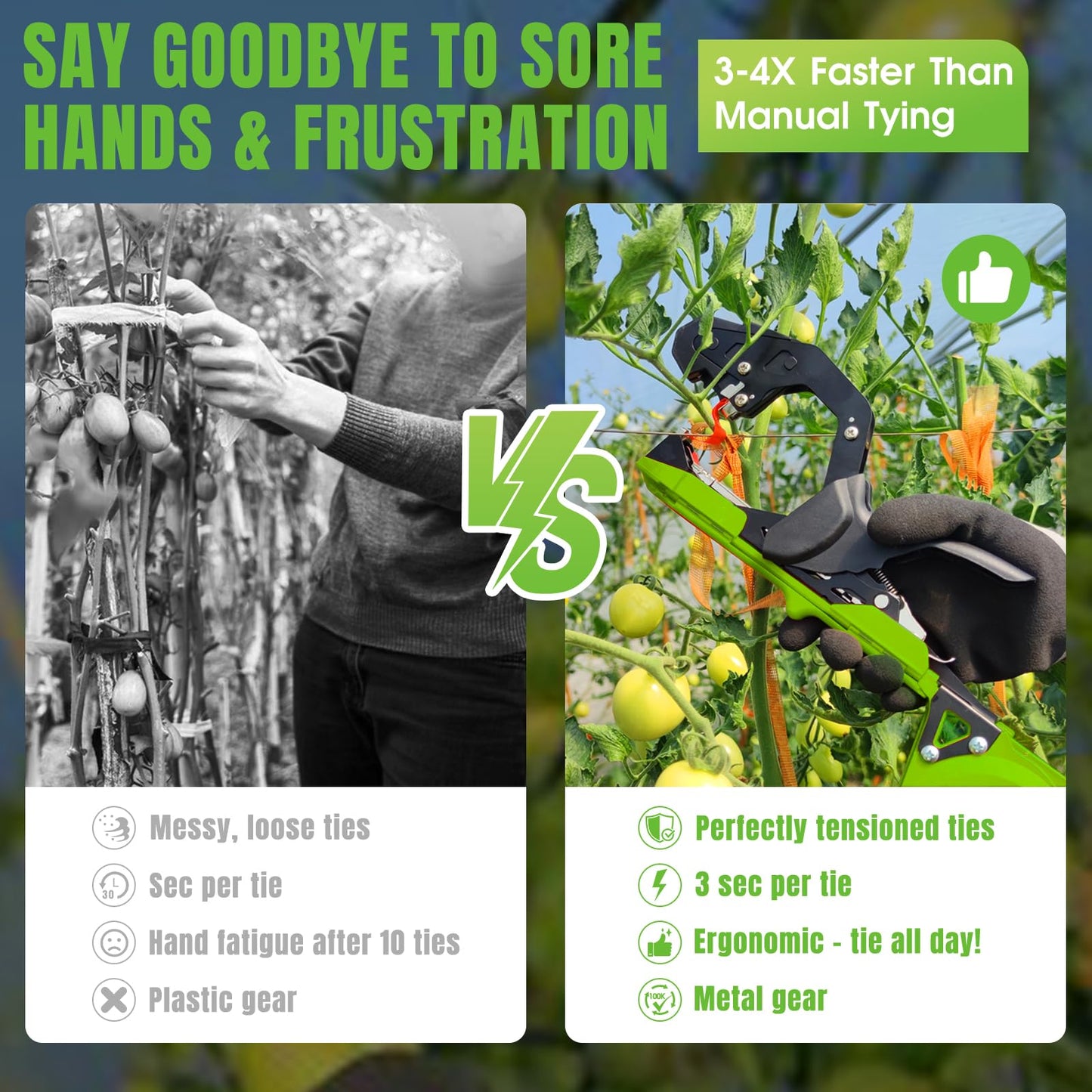 Portable Plant Tying Machine, Garden Vine Tape Gun with Staples and Tape Rolls for Farm Vegetable and Fruit Vines