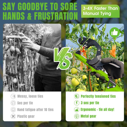 Portable Plant Tying Machine, Garden Vine Tape Gun with Staples and Tape Rolls for Farm Vegetable and Fruit Vines