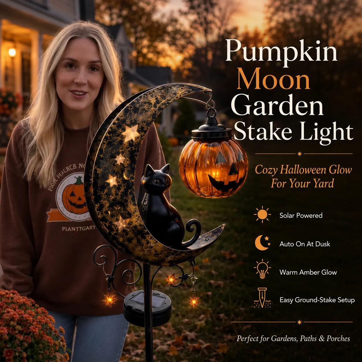 🎃 Halloween Early Bird Sale | 49% Off Pumpkin Moon Garden Stake Lights