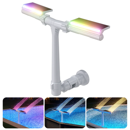 Solar Pool Fountain with Auto Lights & Remote, Dual Adjustable Spray for All Pool Types